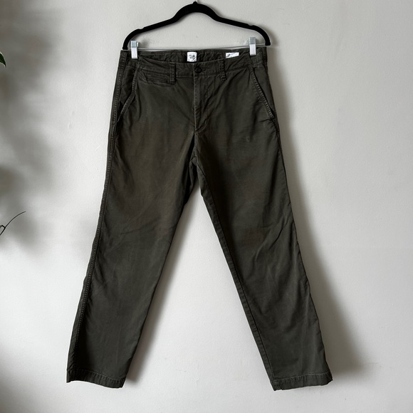 Gap plaid flannel lined chinos pants olive green mens 32 x 32 - Picture 2 of 9